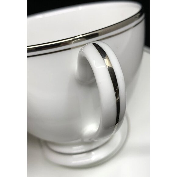 2 Waterford Kilbarry Platinum Cups and Saucers Footed Coffee Tea Fine Bone China - Picture 12 of 12